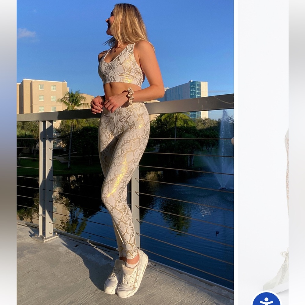 Fabletics High-Waisted UltraLuxe Copper Foil Snakeskin Leggings